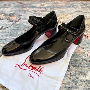 New Christian Louboutin Miss Jane 55 Black Patent Shoes Size 37.5